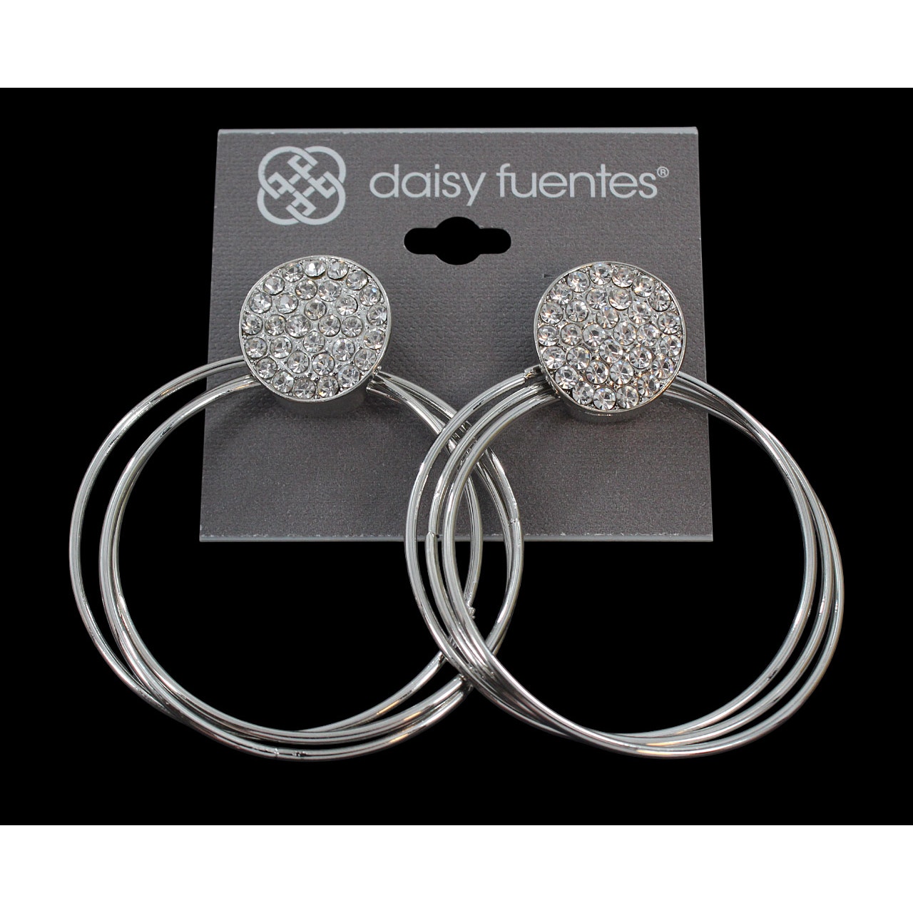 Daisy Fuentes Silver Rhinestone Dangle Earrings #Df2